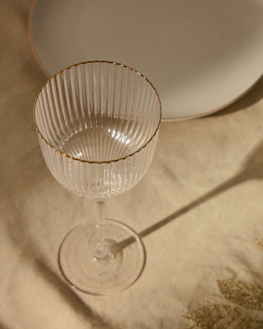 Verre à vin Ayan en verre transparent et détail doré 33 cl