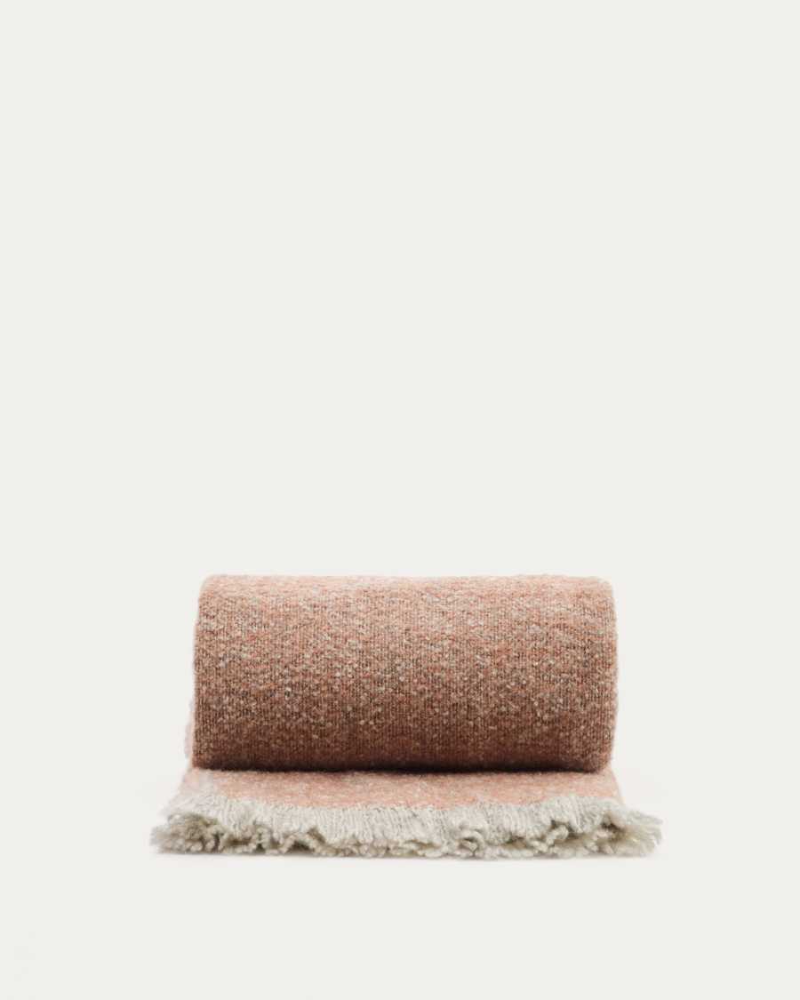 Rodin blanket in a terracotta and grey melange in a wool blend, 130 x 170 cm