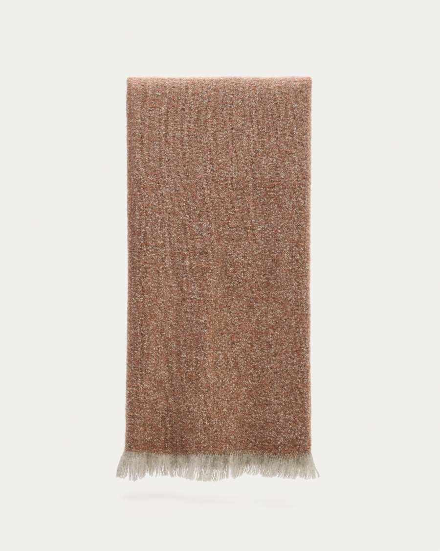 Rodin blanket in a terracotta and grey melange in a wool blend, 130 x 170 cm