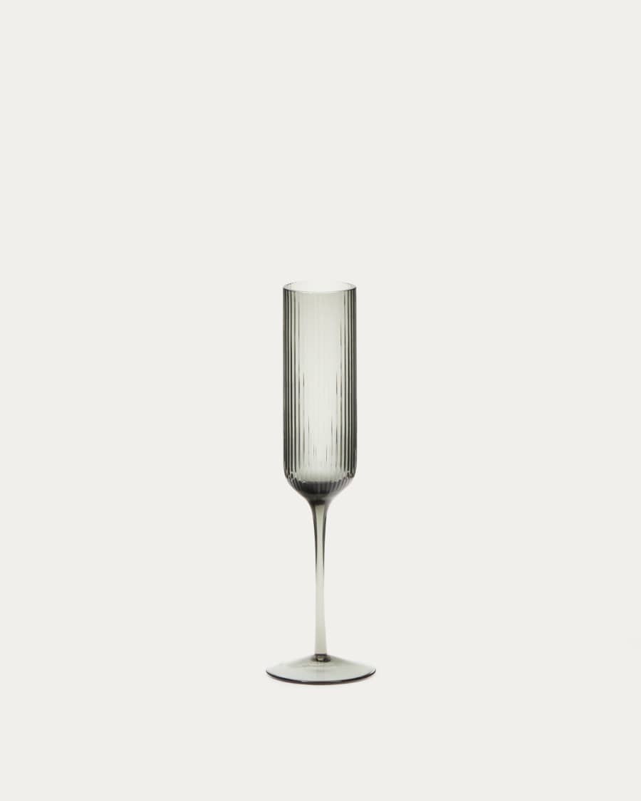 Thiba champagne flute in grey glass, 14 cl