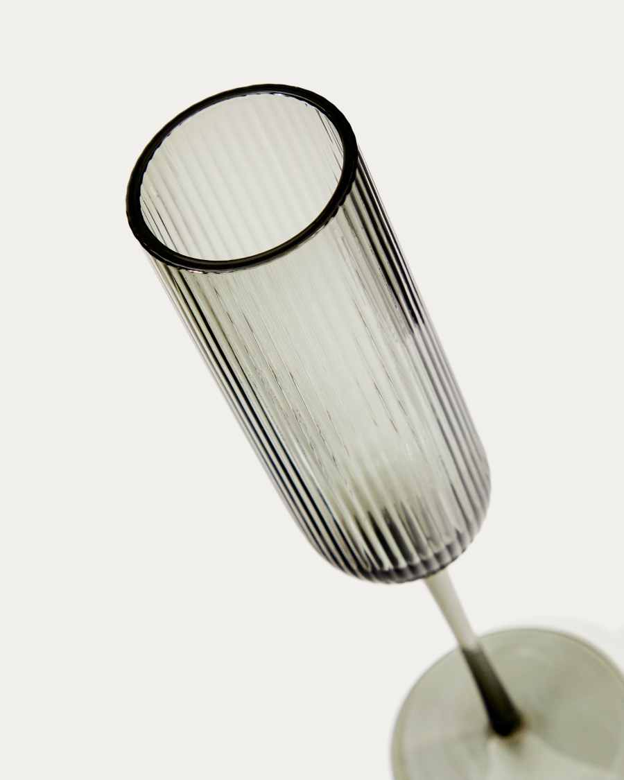 Thiba champagne flute in grey glass, 14 cl