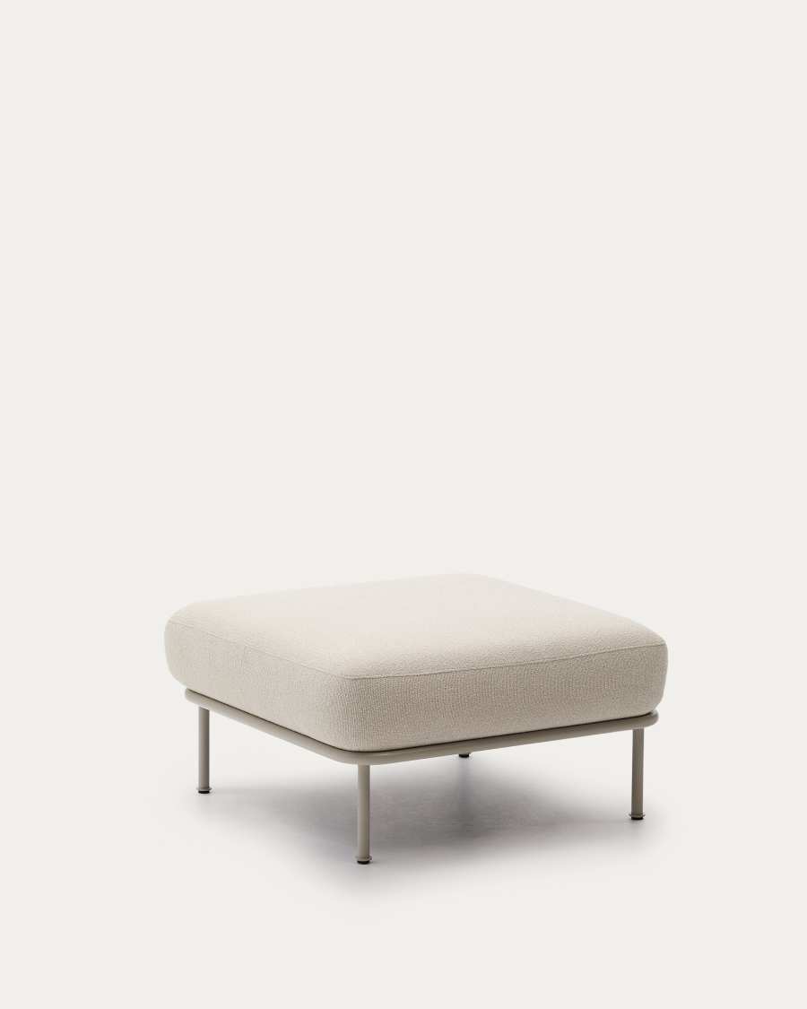 Aurum ecru chenille footrest with matte beige metal base 85 x 85cm FSC Mix Credit