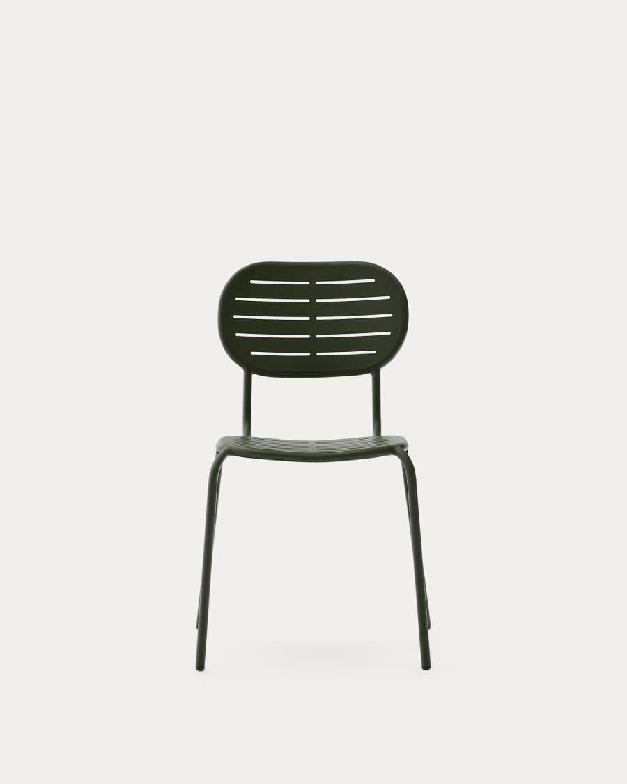 Brai stackable outdoor chair in green galvanised steel