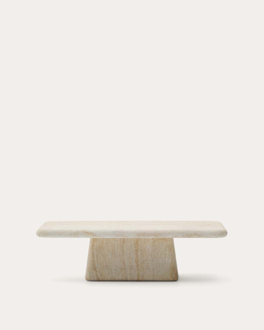 Tavolino da salotto Drasi in cemento con finitura effetto travertino 140 x 70 cm