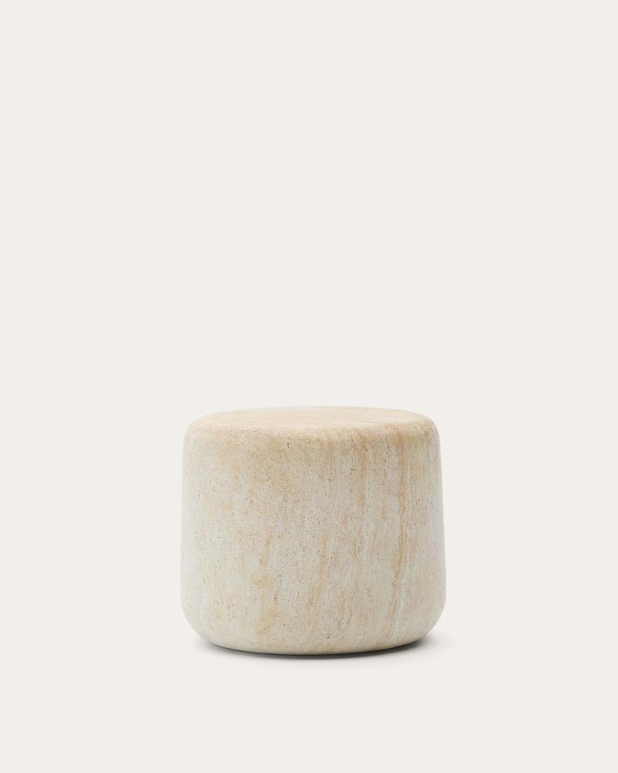 Drasi cement side table with travertine-effect finish Ø60cm