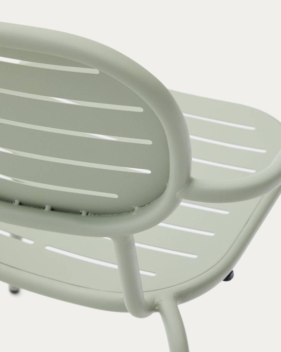 Brai stackable outdoor chair with armrests in turquoise galvanised steel