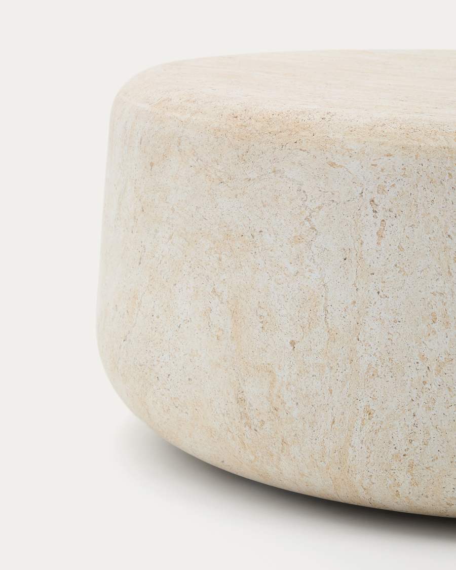 Drasi cement coffee table with travertine-effect finish Ø90cm