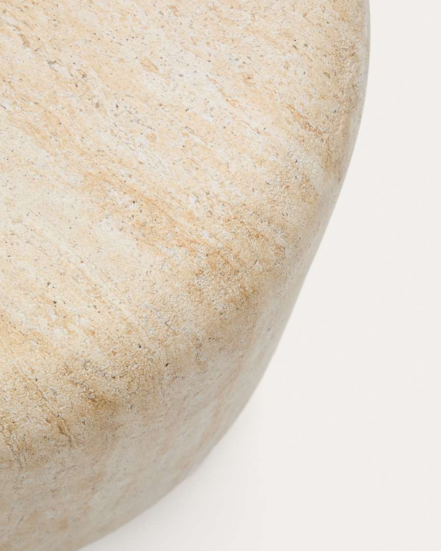 Drasi cement side table with travertine-effect finish Ø60cm