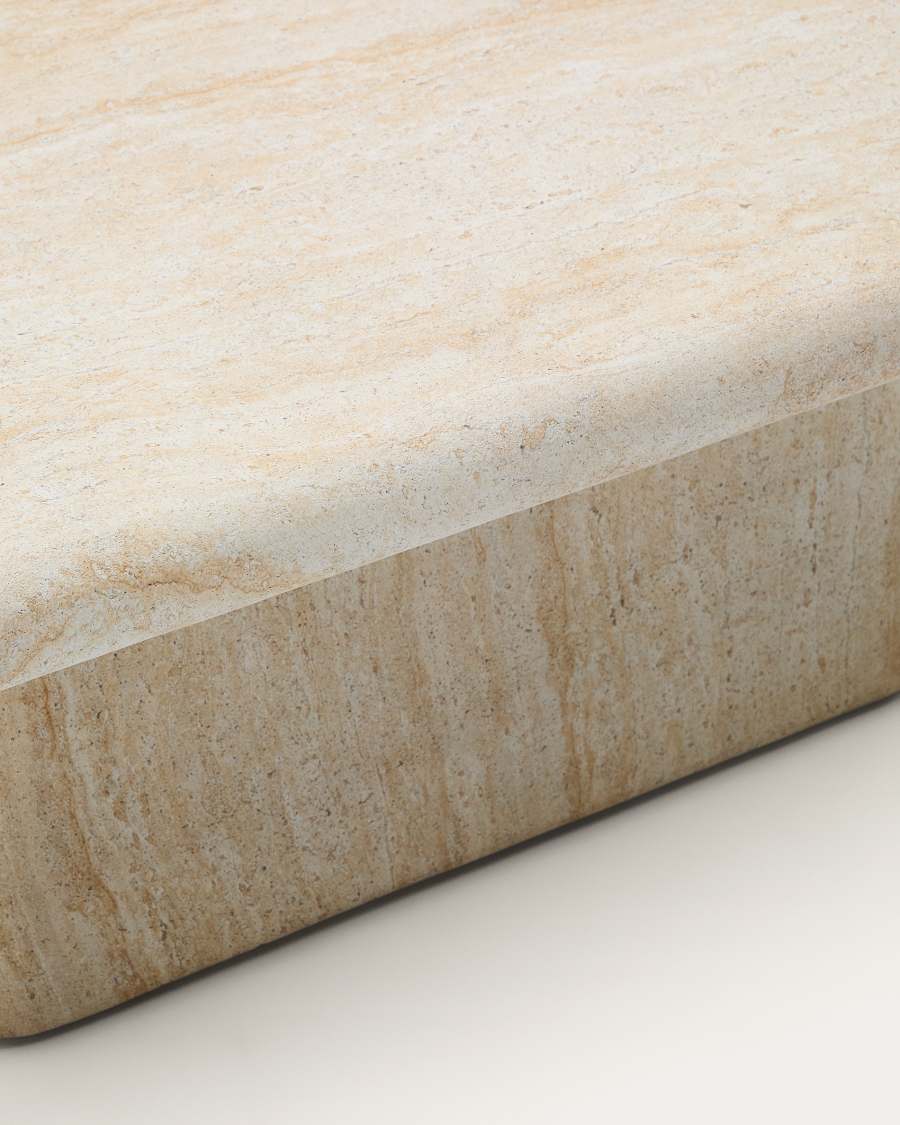 Tavolino da salotto Drasi in cemento con finitura effetto travertino 140 x 70 cm