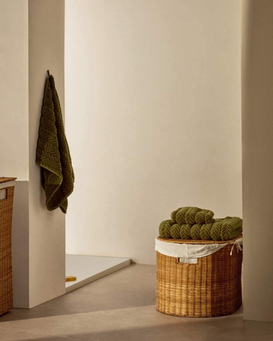 Drap de bain Rune 100 % coton jacquard vert 70 x 140 cm