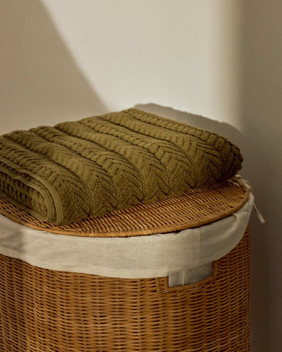 Drap de bain Rune 100 % coton jacquard vert 70 x 140 cm