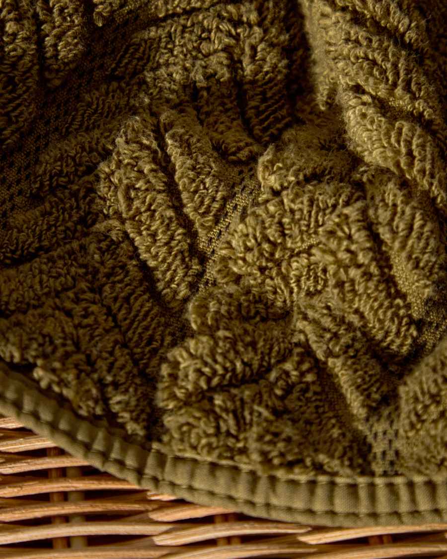 Drap de bain Rune 100 % coton jacquard vert 70 x 140 cm