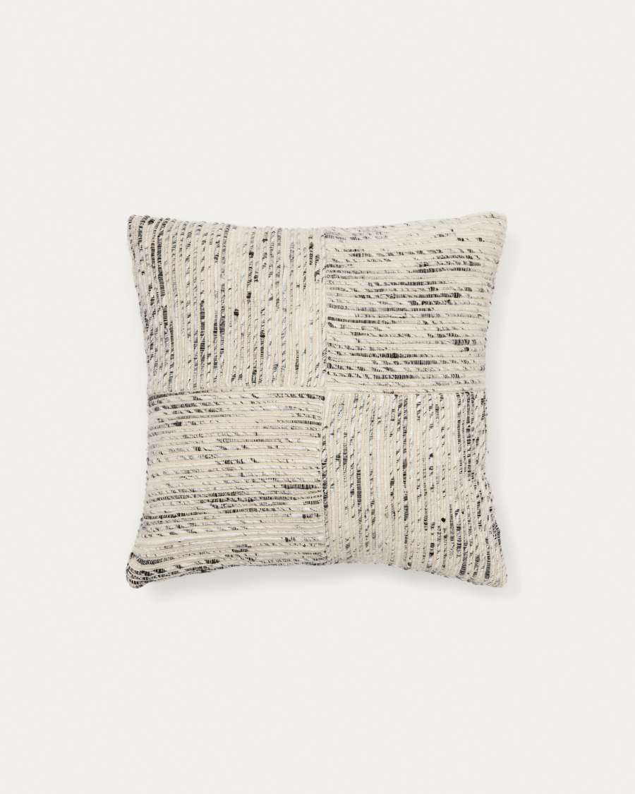 Anuba beige and black checked jacquard cushion cover 45 x 45cm