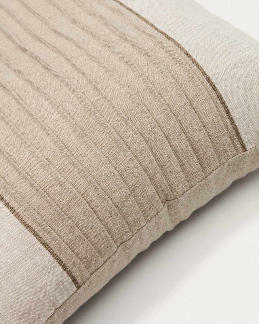 Zoren beige pleated 100% linen cushion cover 50 x 50cm