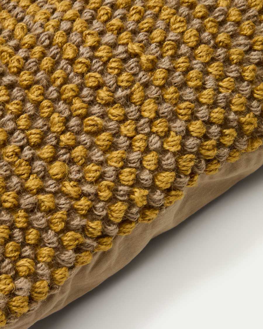 Kissenhülle Sayen aus Jute in Senfgelb 50 x 50 cm