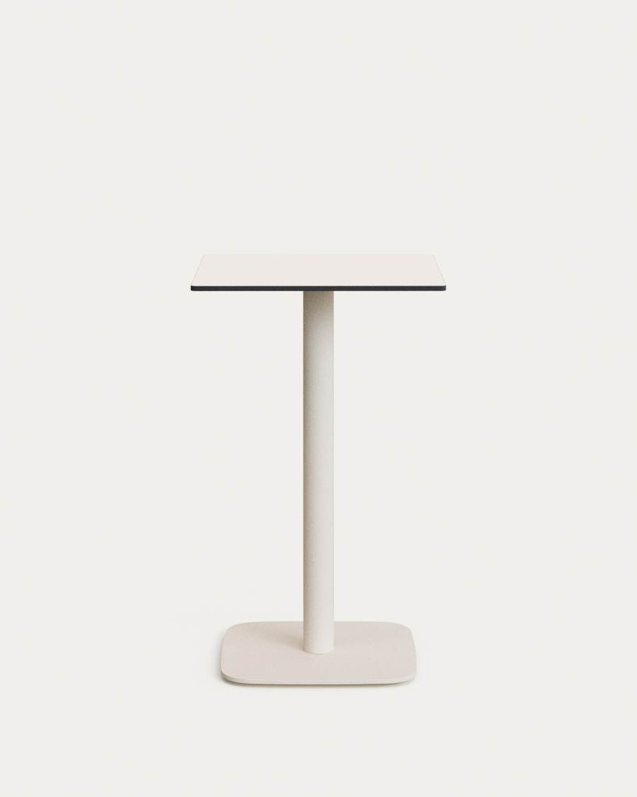 Dina high outdoor table in white with metal leg in a painted white finish, 60x60x96 cm