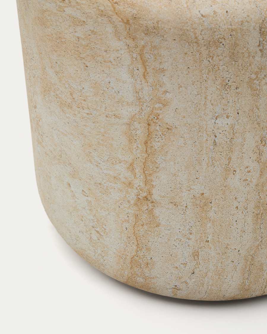 Drasi cement side table with travertine-effect finish Ø46cm