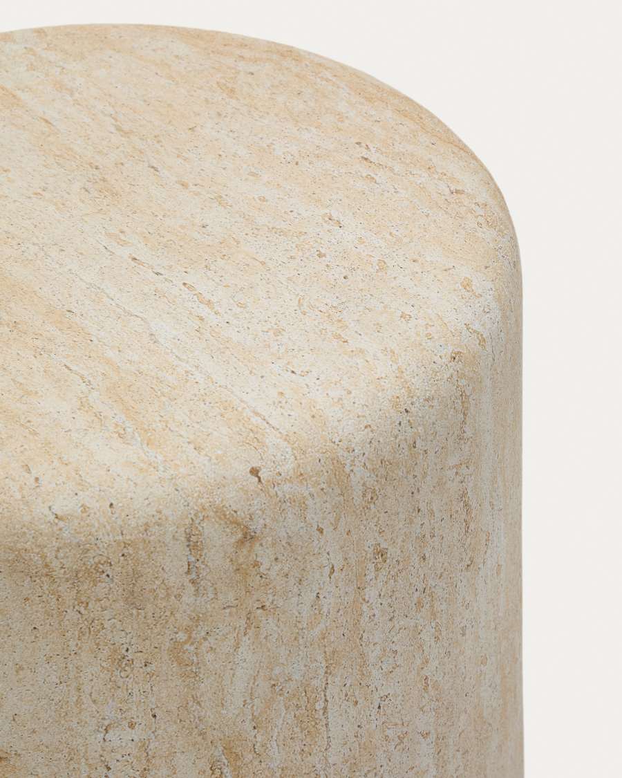 Drasi cement side table with travertine-effect finish Ø46cm
