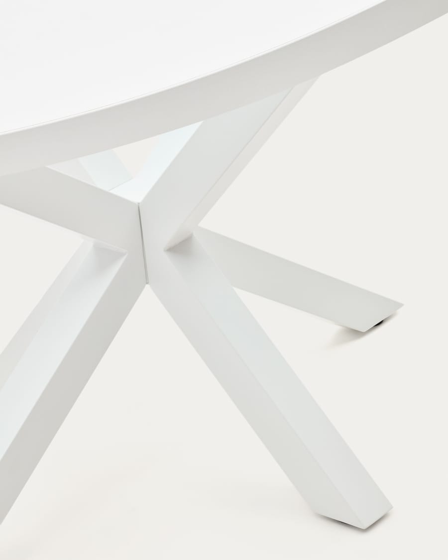 Argo round table with white melamine top and white-finished steel legs, Ø120 cm