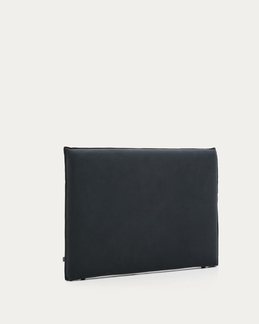 Testiera sfoderabile Jaira in lino e cotone grigio antracite per letto da 160 cm FSC Mix Credit