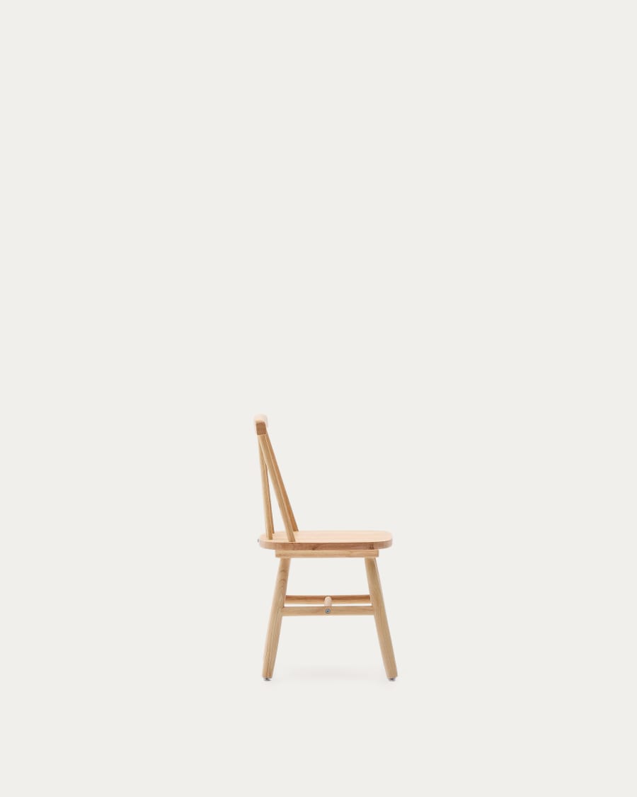 Tressia kids chair in solid rubber wood with natural finish