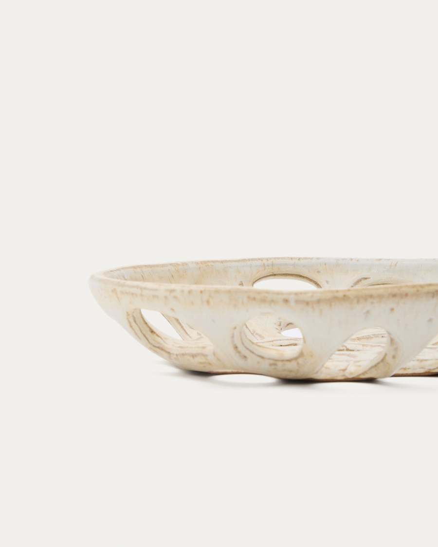 Kleine Obstschale Zunel aus Keramik in Beige