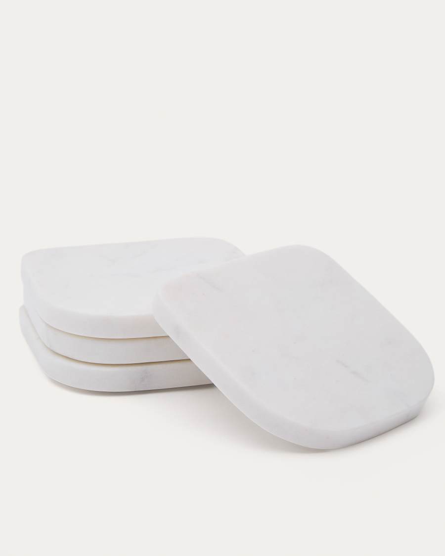 Zera set of 4 white marble coasters