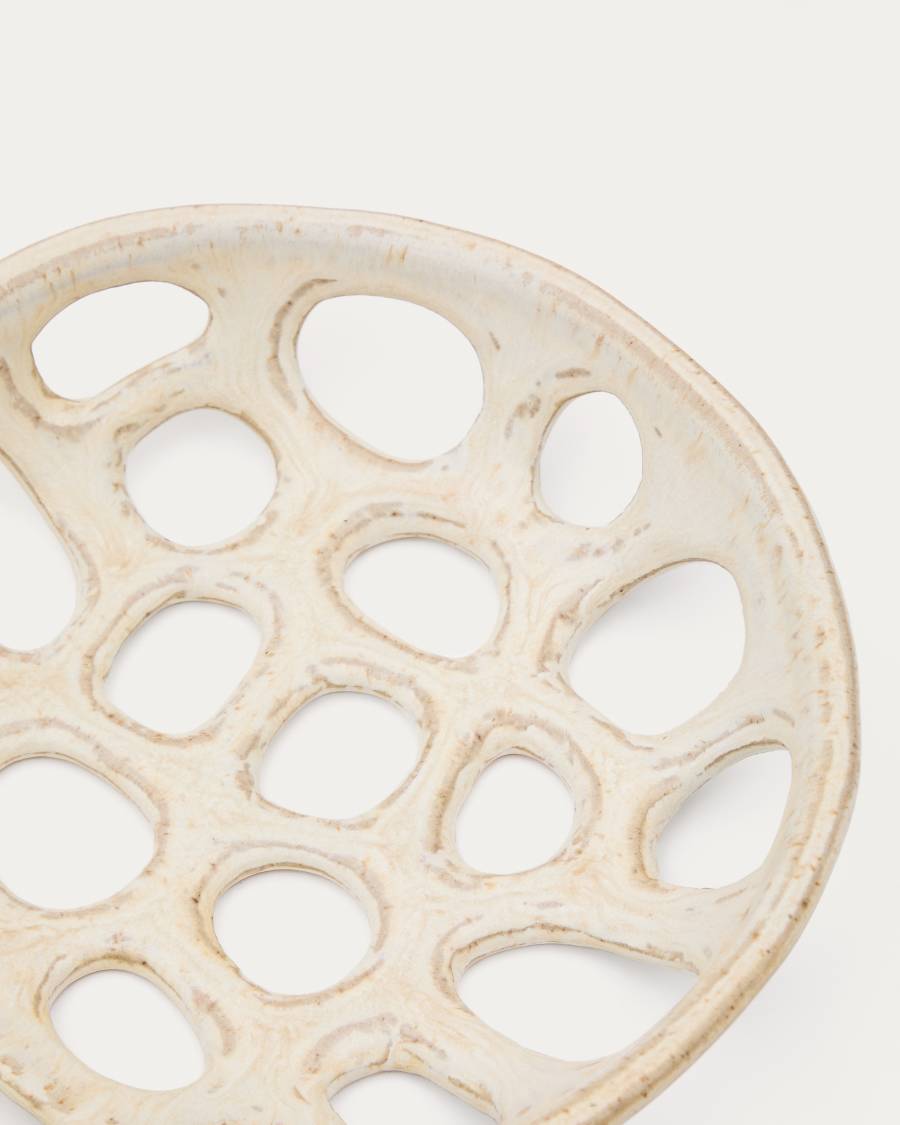Kleine Obstschale Zunel aus Keramik in Beige