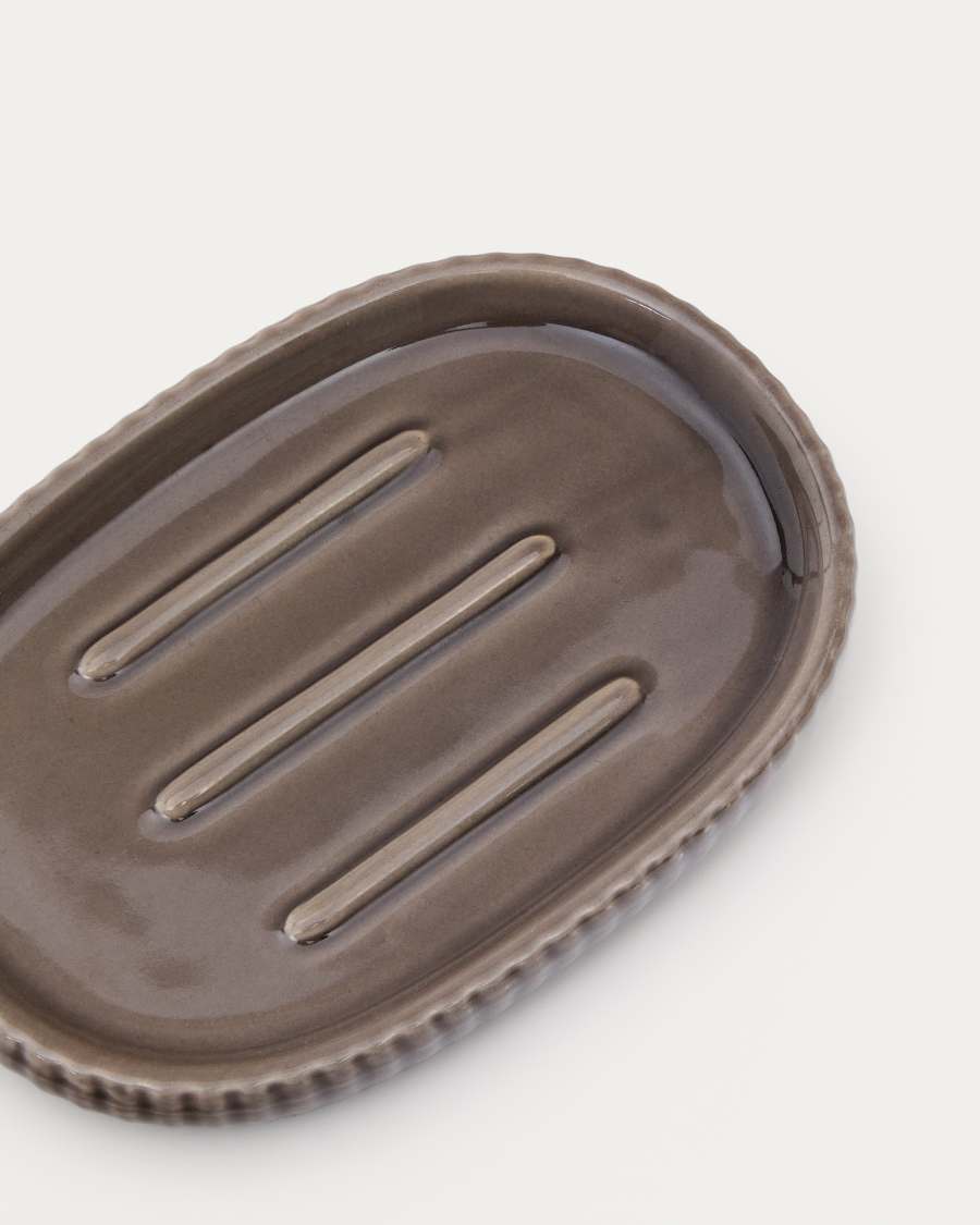 Selime brown stoneware soap dish