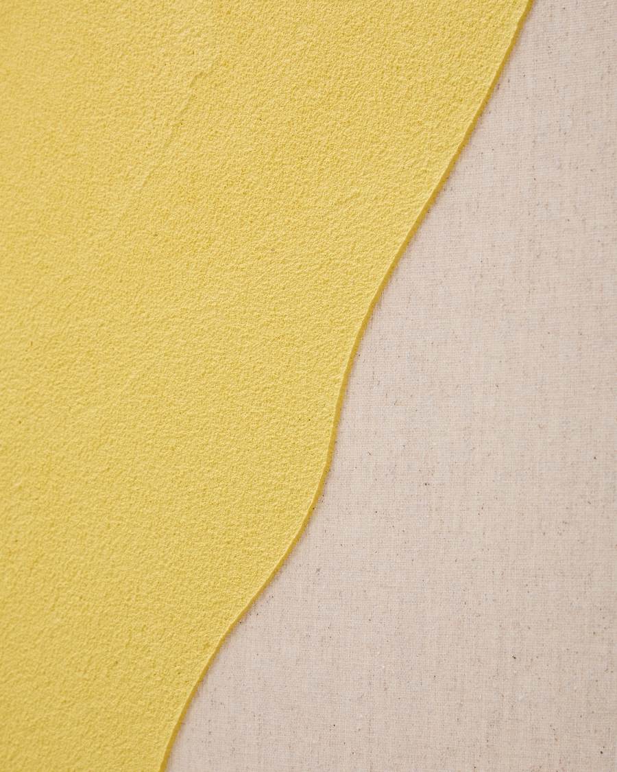 Abstraktes Bild Kelta aus handbemaltem Leinen gelb 140 x 170 cm