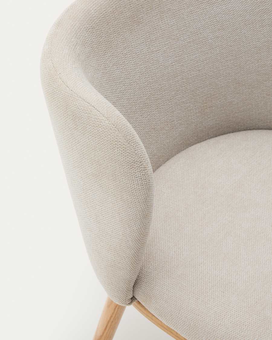 Stuhl Ciselia beige Chenille und massive Esche mit natürlichem Finish FSC Mix Credit