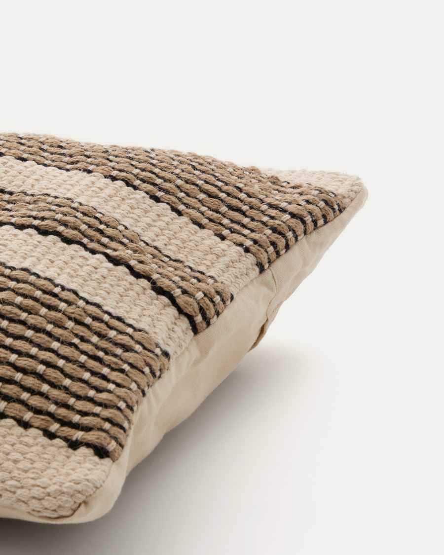 Housse de coussin Aylin en coton et broderie en jute beige 40 x 60 cm