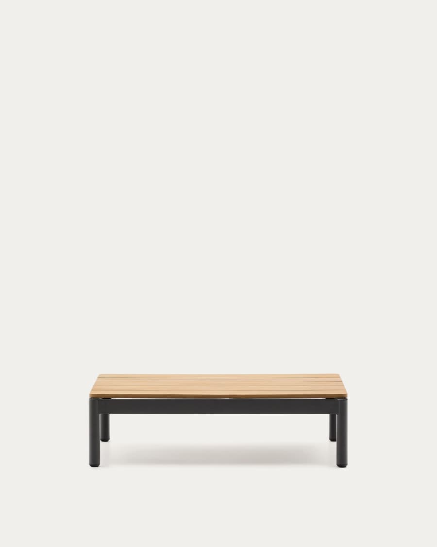 Sorells coffee table in gray aluminum and teak wood 52,4 x 91 cm FSC 100%