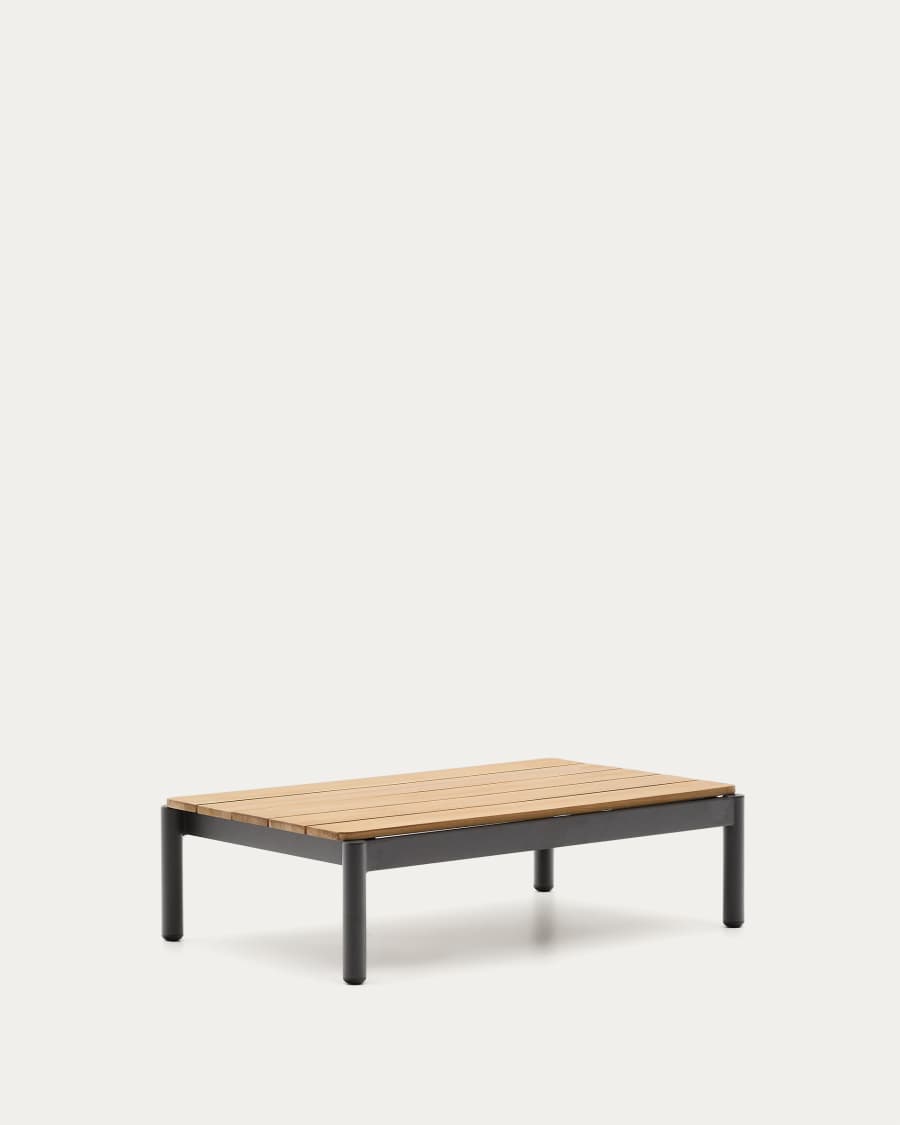 Sorells coffee table in gray aluminum and teak wood 52,4 x 91 cm FSC 100%