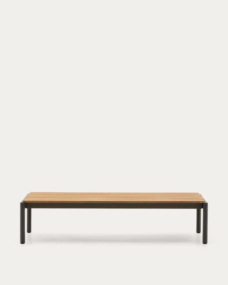 Table basse Sorells en aluminium vert et bois de teck 63 x 144,6 cm FSC 100%