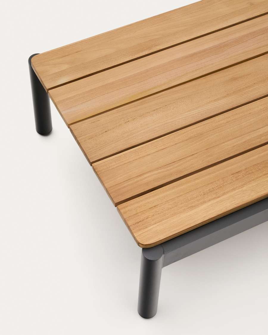 Sorells coffee table in gray aluminum and teak wood 52,4 x 91 cm FSC 100%