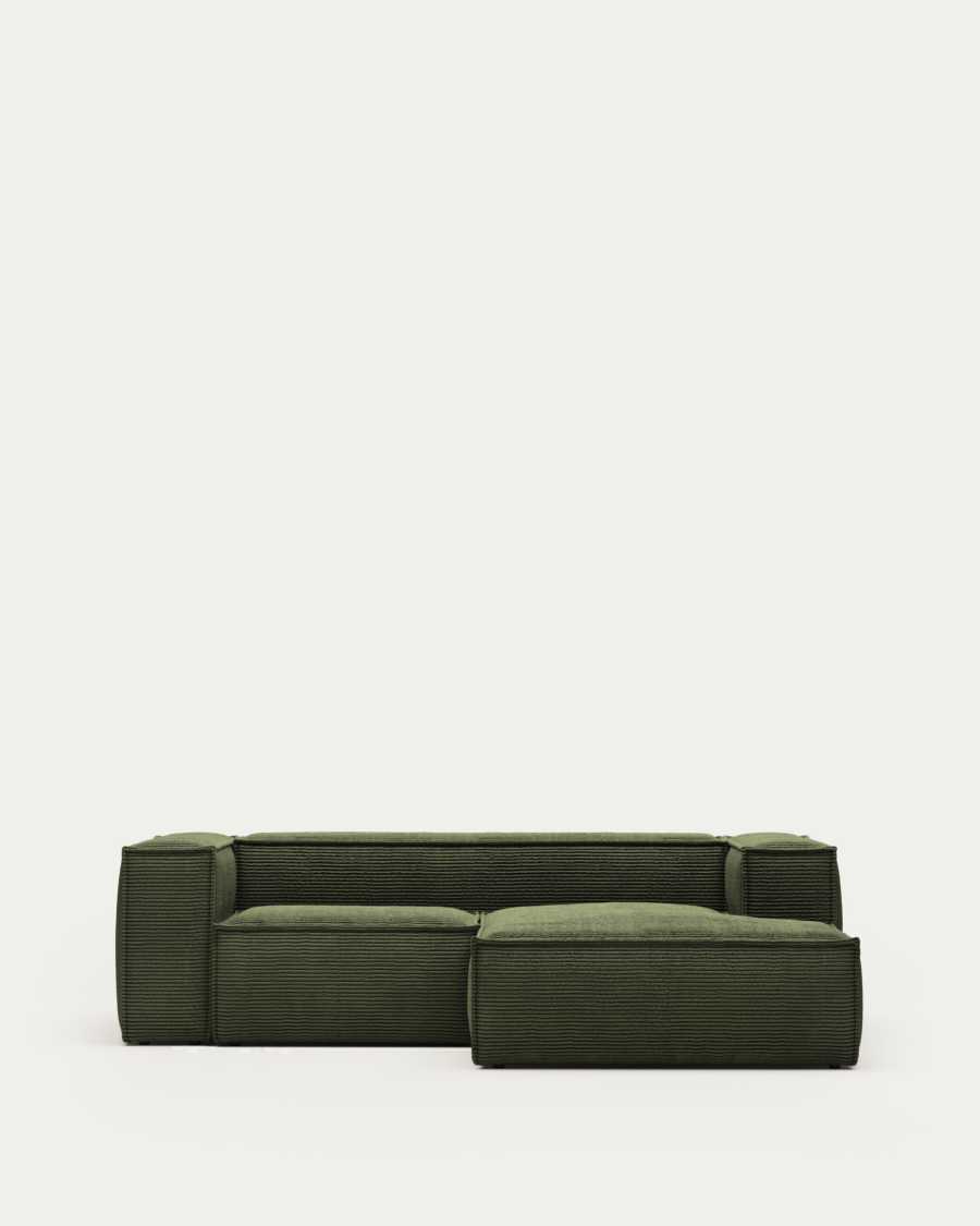Blok 2-seater sofa with right chaise longue thick green corduroy 240 cm