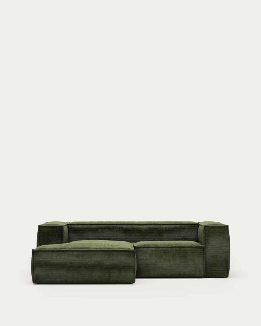 Blok 2-seater sofa with left chaise longue thick green corduroy 240 cm