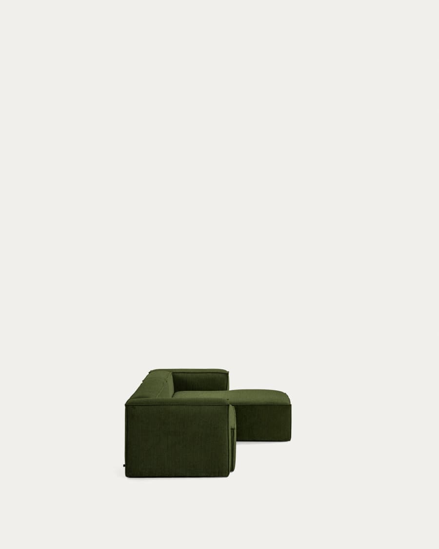 Blok 3-seater sofa with right chaise longue thick green corduroy 300 cm