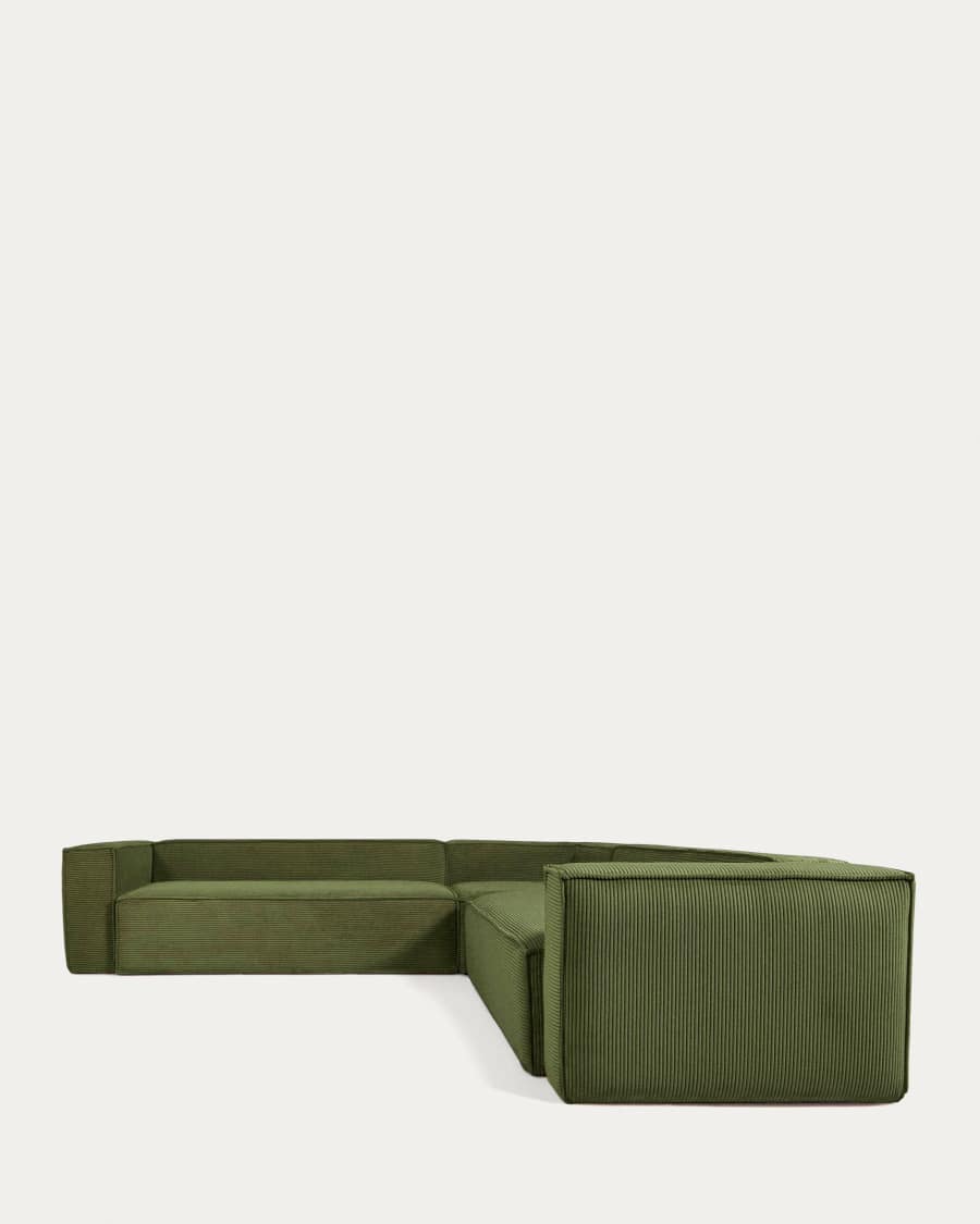 Blok 6-seater corner sofa in thick green corduroy 320 x 320 cm