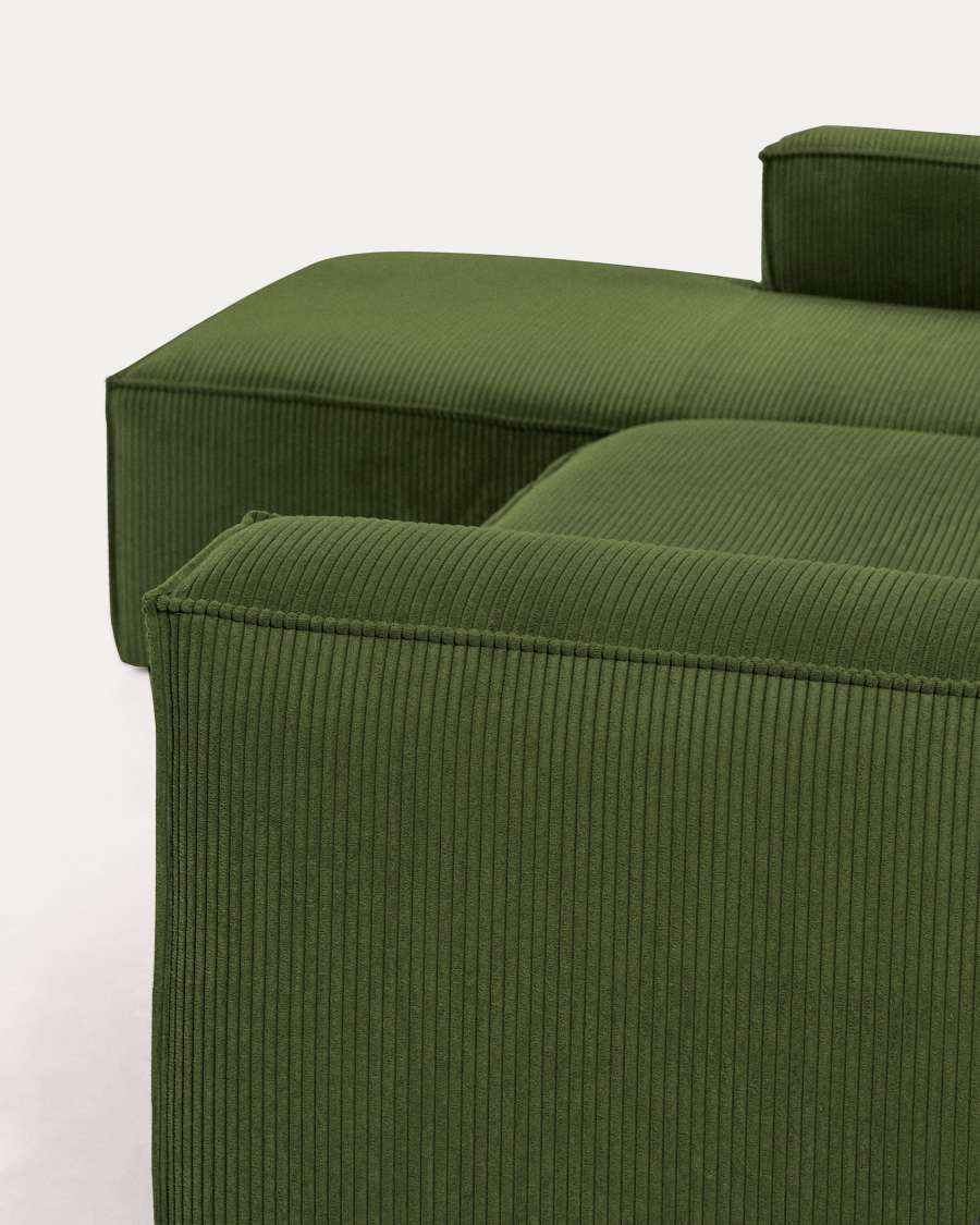 Blok 4-seater sofa with left chaise longue thick green corduroy 330 cm