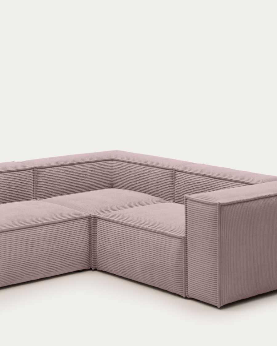 Blok 4-seater corner sofa thick pink corduroy 290 x 290 cm