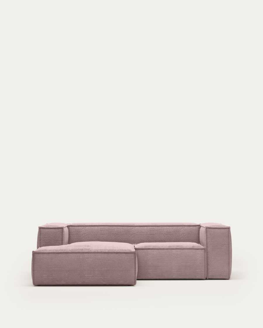 Blok 2-seater sofa with left chaise longue thick pink corduroy 240 cm