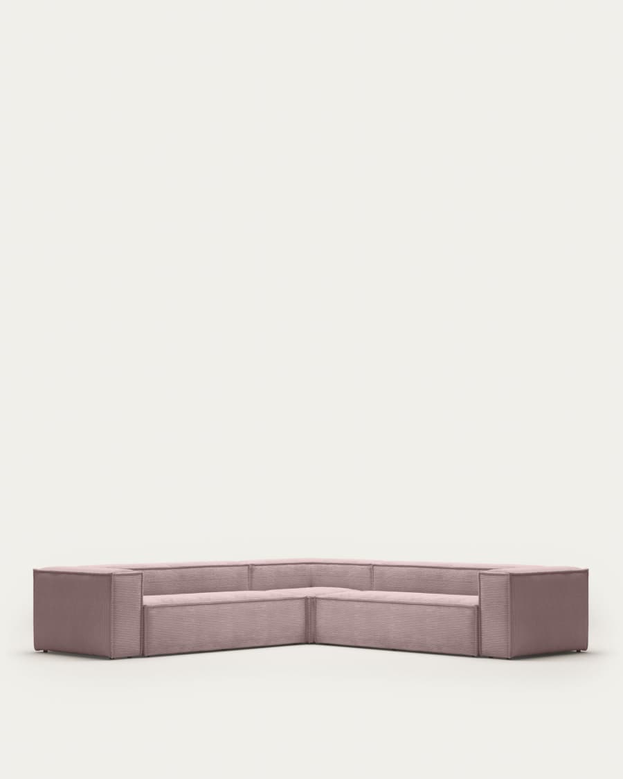 Blok 6-seater corner sofa thick pink corduroy 320 x 320 cm