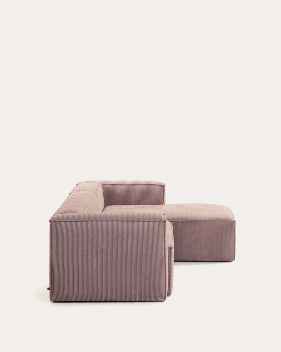 Blok 4-seater sofa with right chaise longue thick pink corduroy 330 cm
