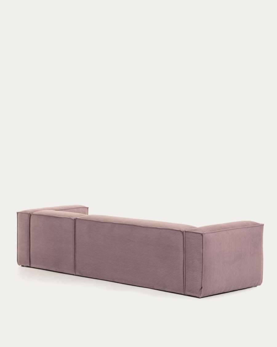 Blok 4-seater sofa with right chaise longue thick pink corduroy 330 cm