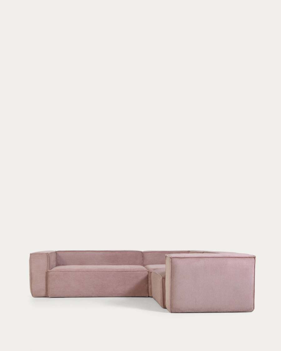 Blok 3-seater corner sofa thick pink corduroy 290 x 230 cm / 230 x 290 cm