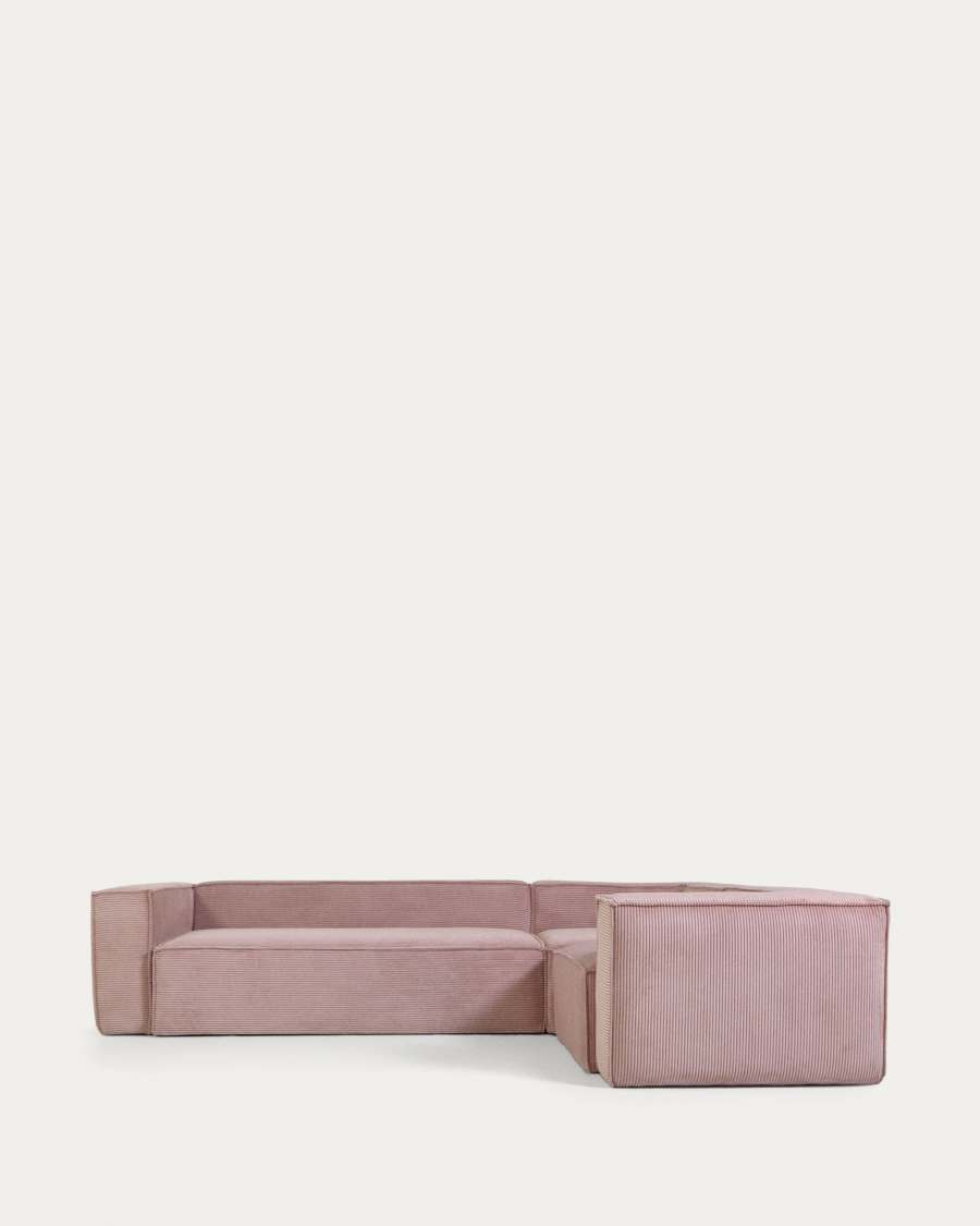 Blok 4-seater corner sofa thick pink corduroy 320 x 230 cm / 320 x 230 cm