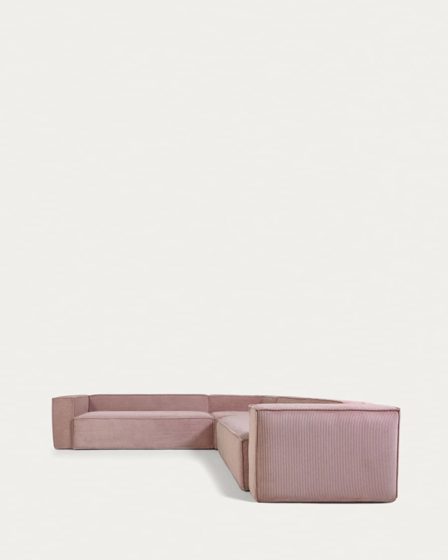 Blok 6-seater corner sofa thick pink corduroy 320 x 320 cm