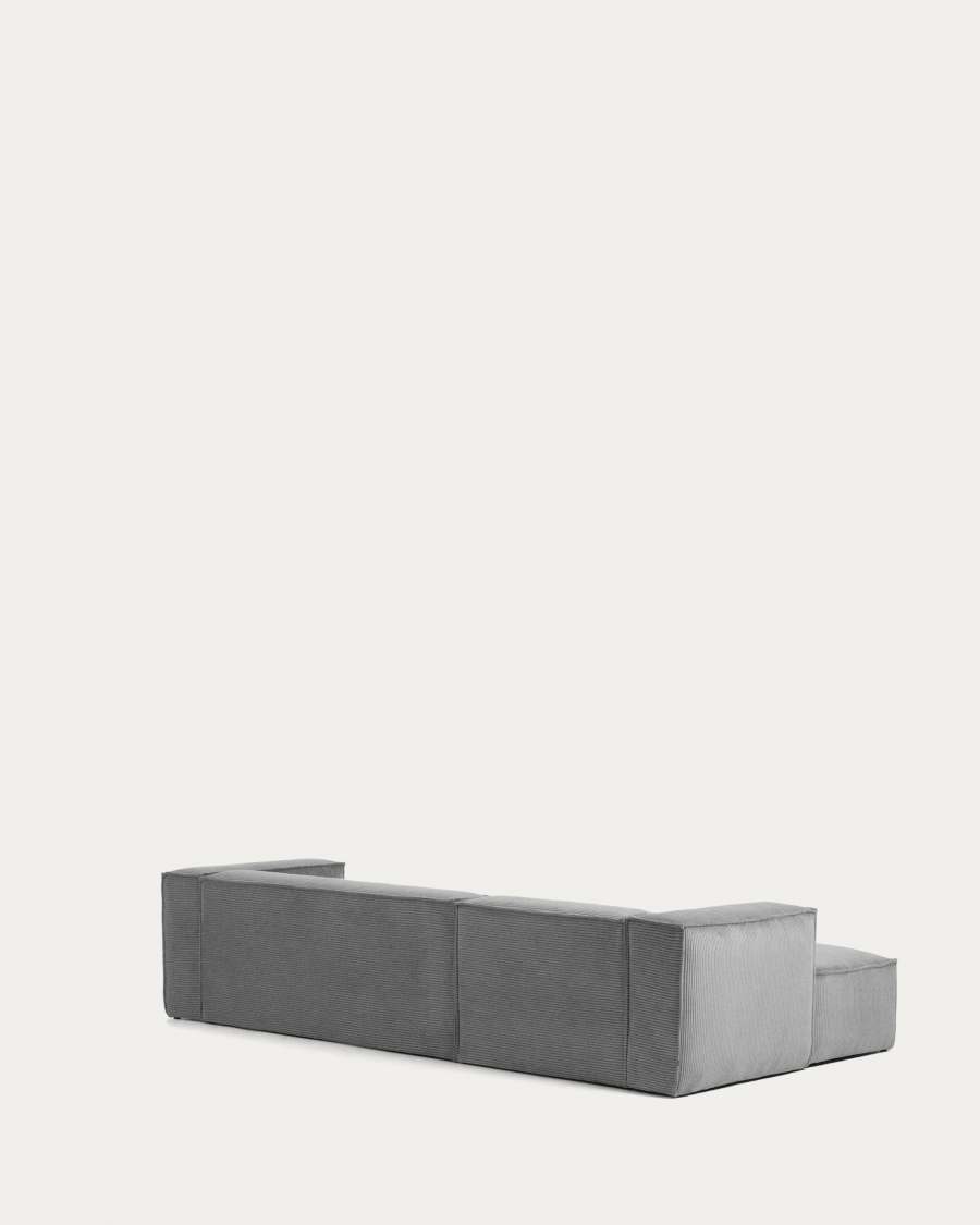 Blok 3-seater sofa with left chaise longue thick grey corduroy 300 cm